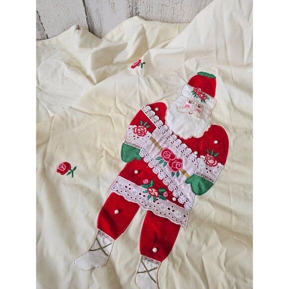 Vintage House of Hatten Christmas tree skirt Santa gold red velvet - Picture 6 of 10